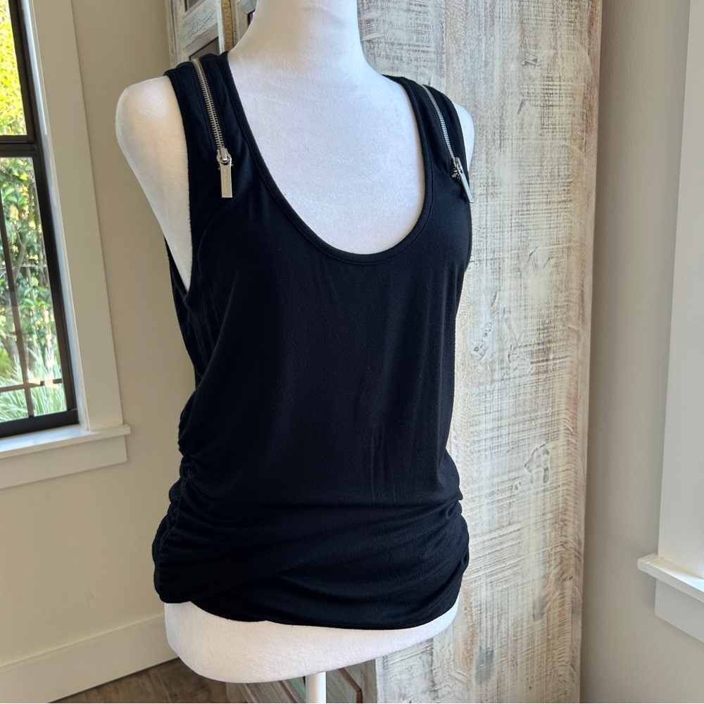 MICHAEL Michael Kors Black Tank Top with Zipper Details